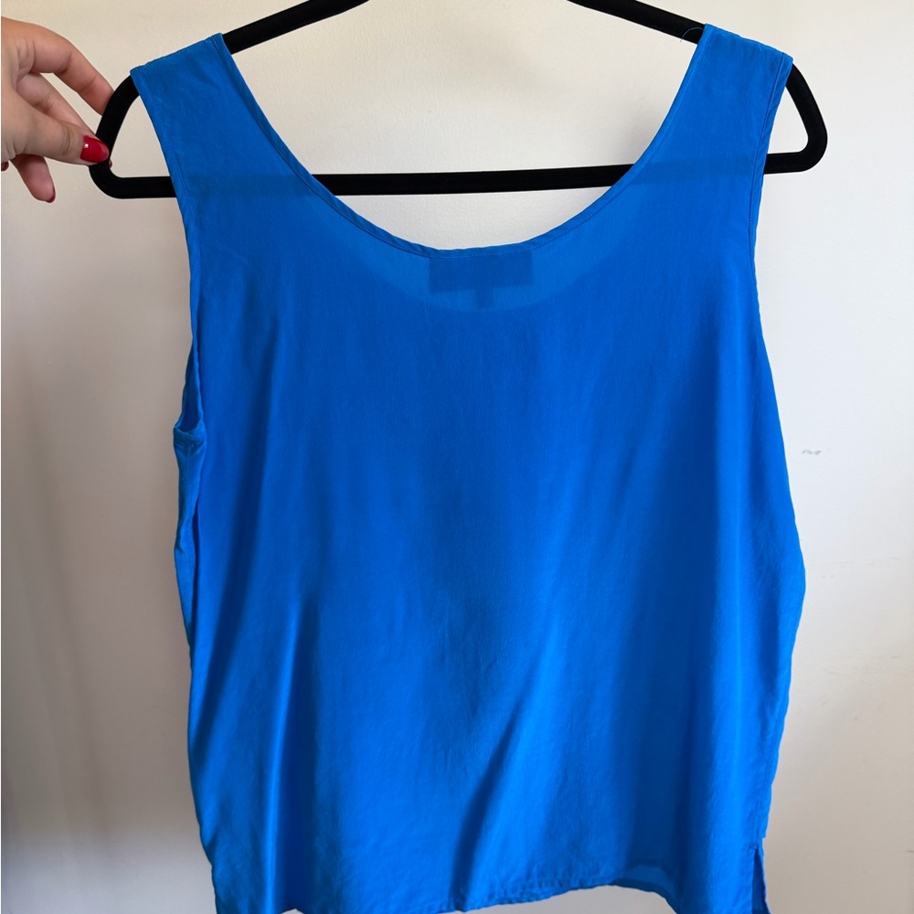Electric Blue 100% Silk Tank Top - Picture 2 of 4